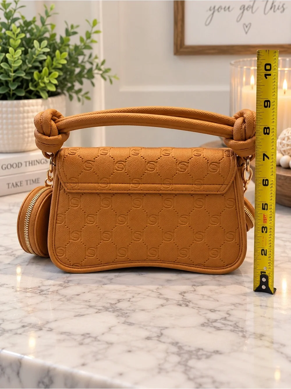 Bebe Monogram Embossed Faux Leather Shoulder Bag Crossbody Purse With Coin Pouch